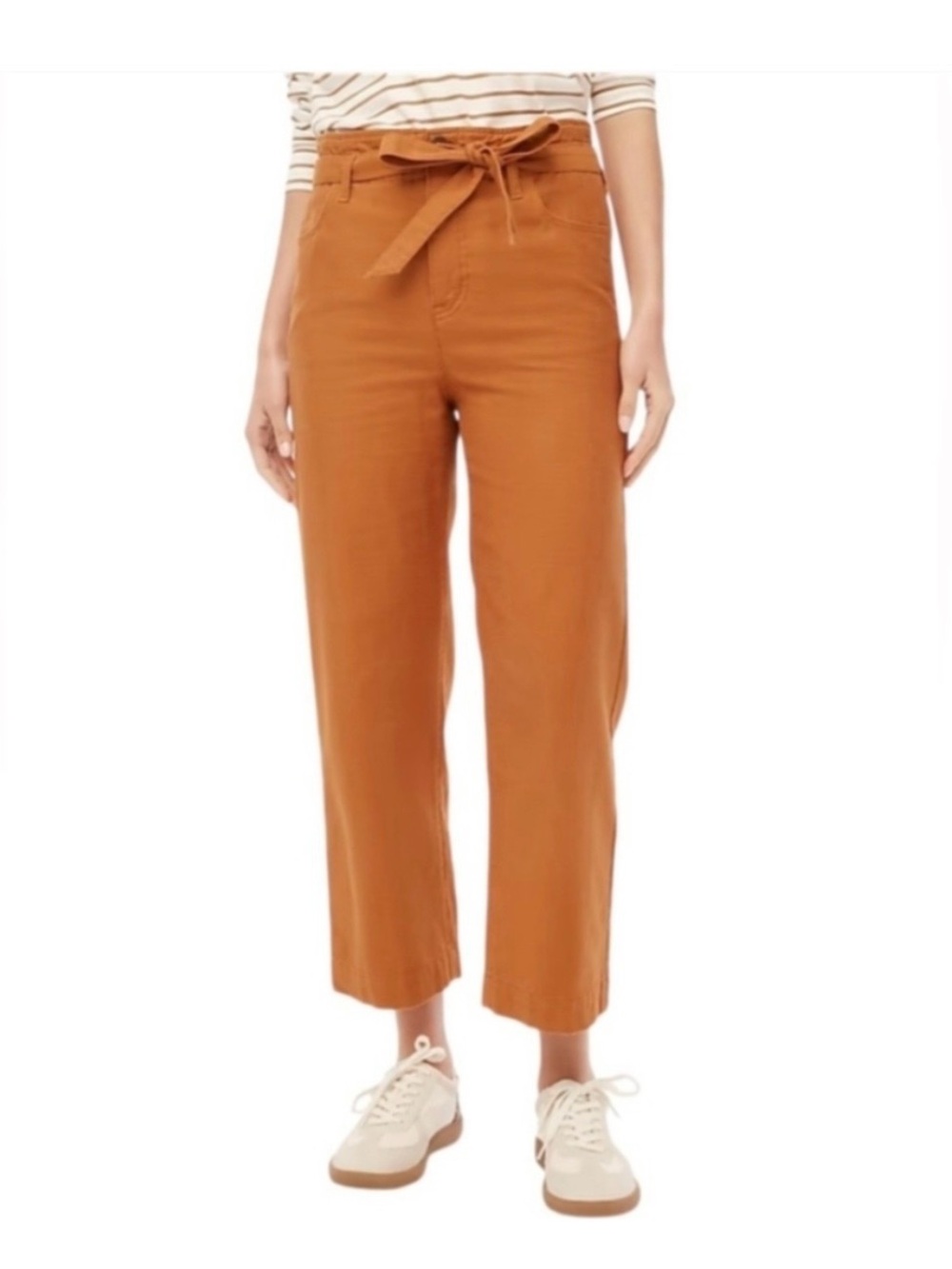 J. Crew High-Rise Tie-Waist Cropped Pants - Rust Orange